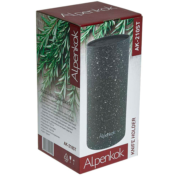 Подставка д/ножей 11×22см пластик гранит AK-210ST /12шт/Alpenkok