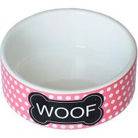 Миска керамика Woof бело-розовая 12,5*5см