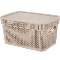 Корзина д/хранения Ajur 5л c крышкой прямоуг. космический серый KL4113 /10шт/ПР