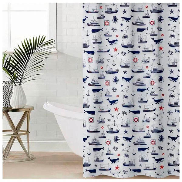 Штора для ванной 180*180см Гавань голубая 6984-003-blue