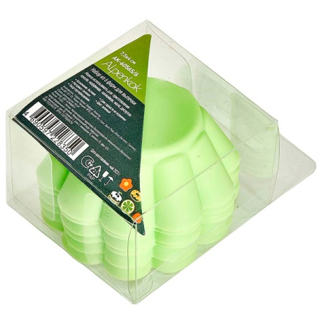 Форма д/кексов 3,5л (6шт) 7,5*4см силикон зеленый AK-6056S/6 /200шт/Alpenkok