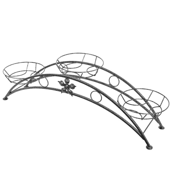 Подставка РЗДИ Дуга цветок 3 горшка серебро