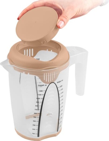 Емкость д/блендера мерная 1,5л STOCKHOLM с двойной крышкой шоколадный мокко PT1148 /16шт/ПТ 